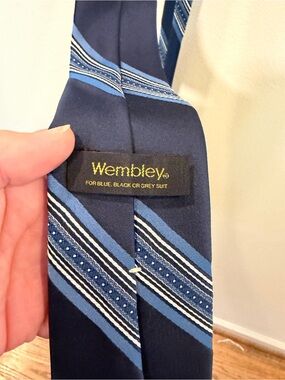 Wembley Navy, Light Blue & White Striped Men's Tie